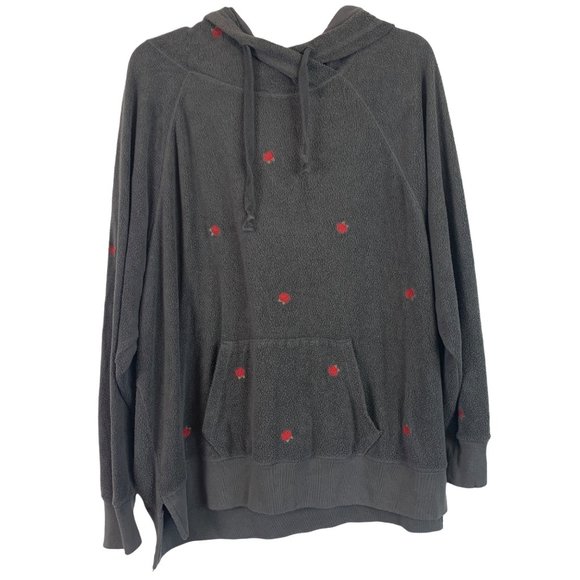 🟣 VICTORIA SECRET PINK Size Large Grey Kangaroo Pocket Hoodie Rose Sweatshirt - Picture 1 of 7